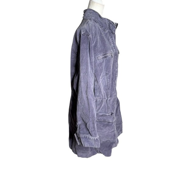 J Jill Stretch Utility Jacket Adjustable Waist 2XL Grey Purple Cotton Pockets - Picture 3 of 8